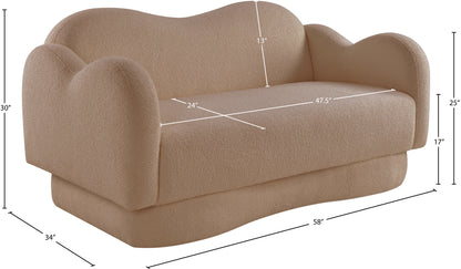 Porsha Beige Teddy Fabric Loveseat