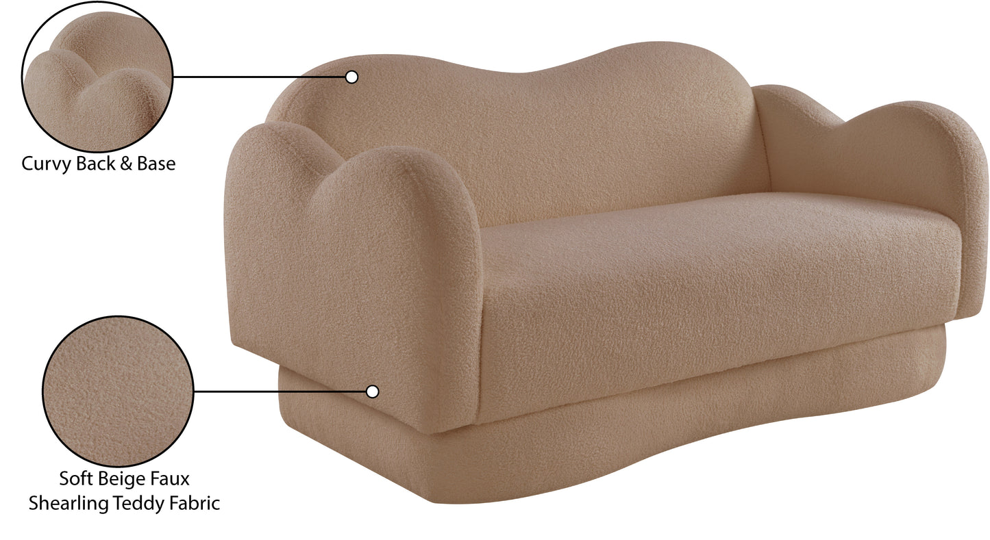 porsha beige teddy fabric loveseat