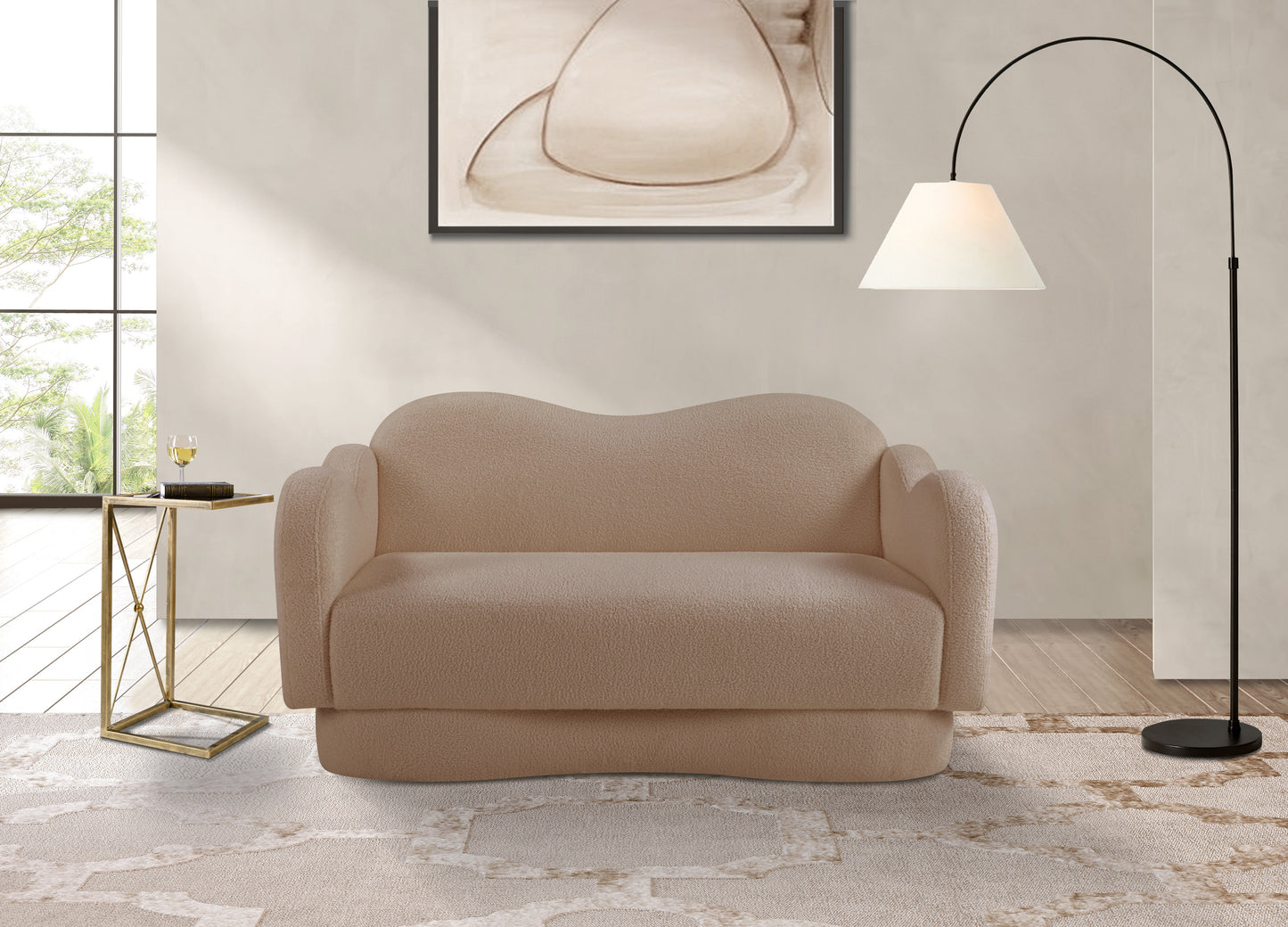 porsha beige teddy fabric loveseat