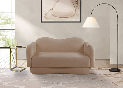 Porsha Beige Teddy Fabric Loveseat