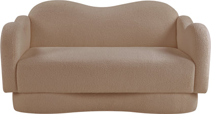 Porsha Beige Teddy Fabric Loveseat