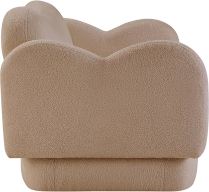 Porsha Beige Teddy Fabric Loveseat