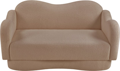 Porsha Beige Teddy Fabric Loveseat