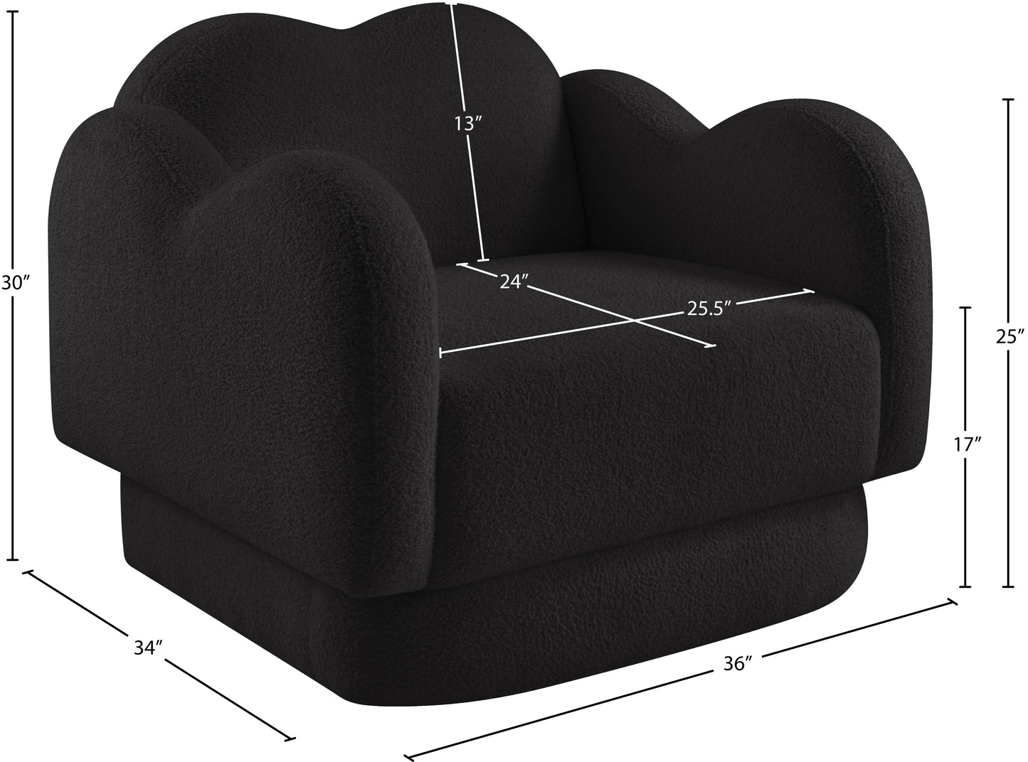 porsha black teddy fabric chair