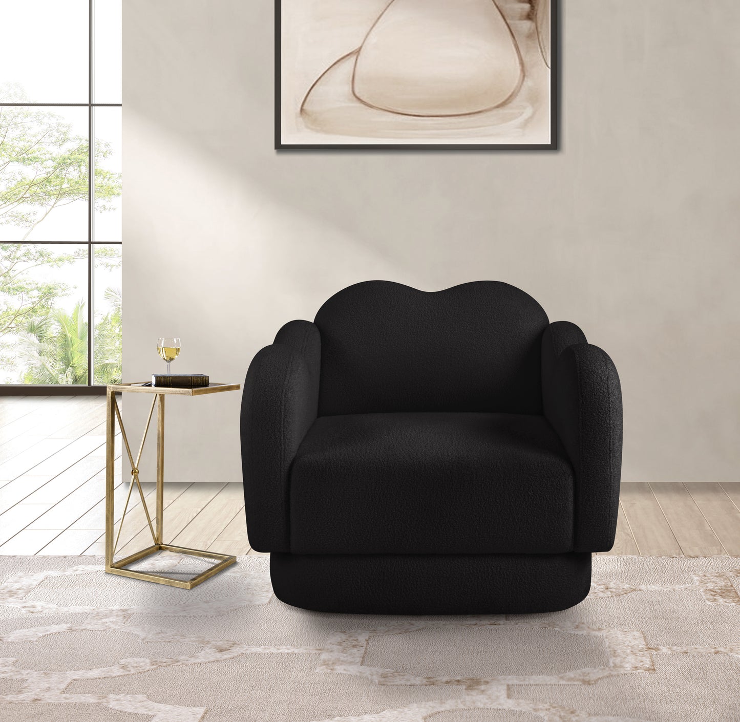 porsha black teddy fabric chair