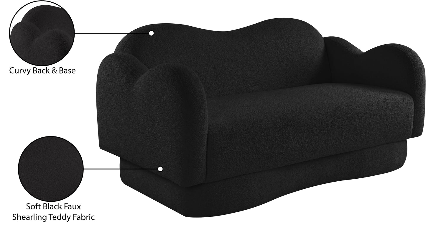 porsha black teddy fabric loveseat