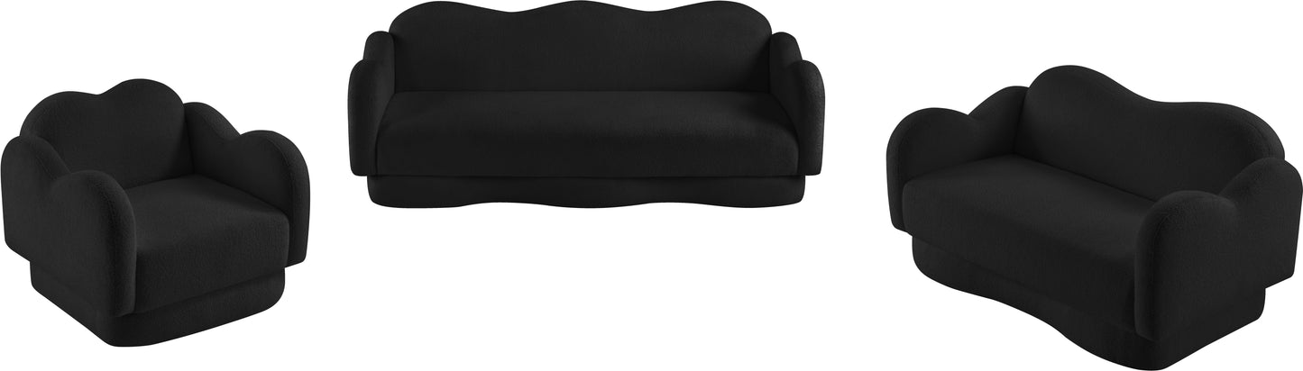 porsha black teddy fabric loveseat