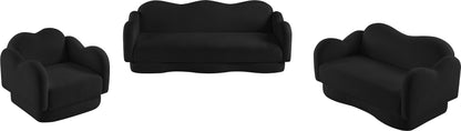 Porsha Black Teddy Fabric Loveseat