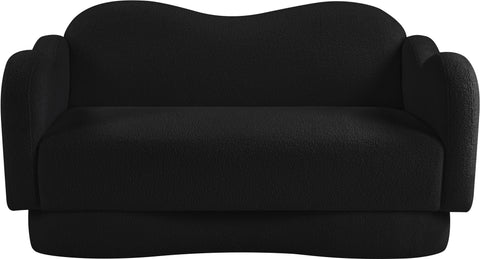 Porsha Black Teddy Fabric Loveseat