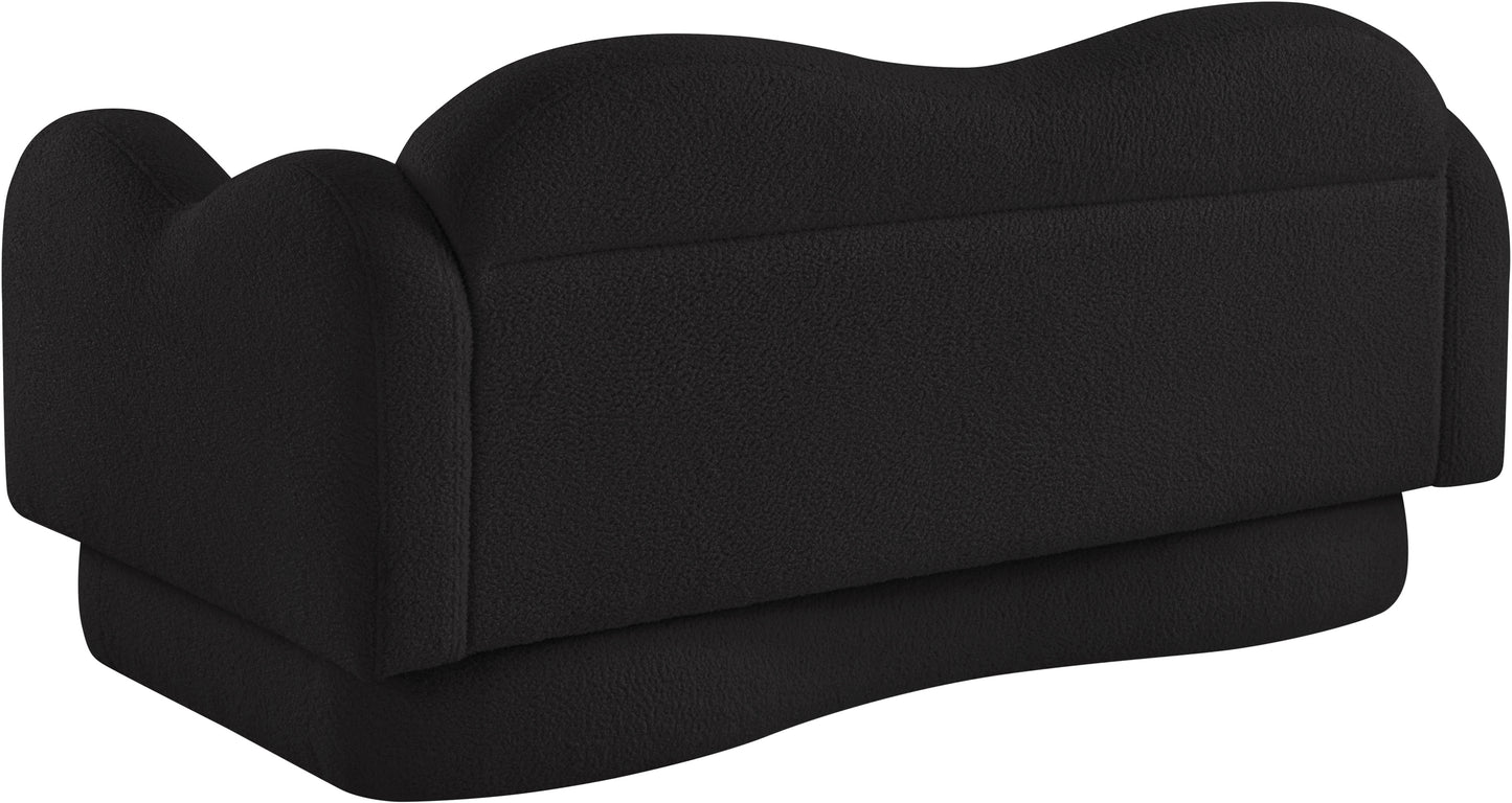 porsha black teddy fabric loveseat