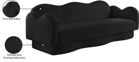 Celeste 82" Black Teddy Fabric Upholstered Sofa, 1 Piece