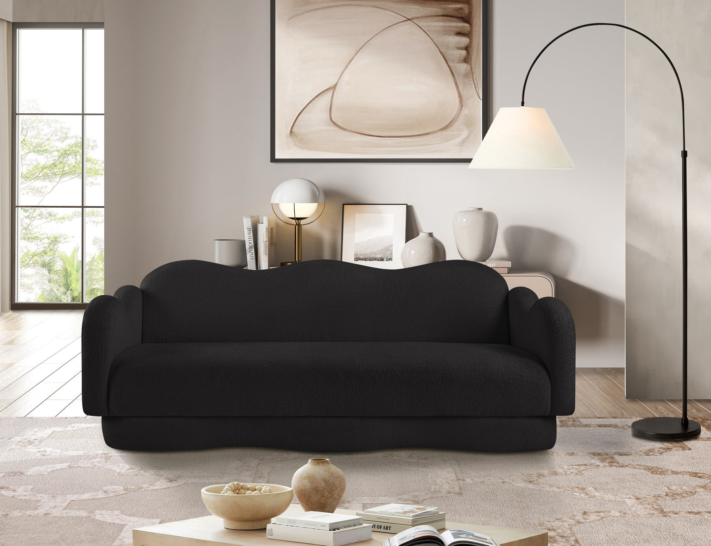 porsha black teddy fabric sofa