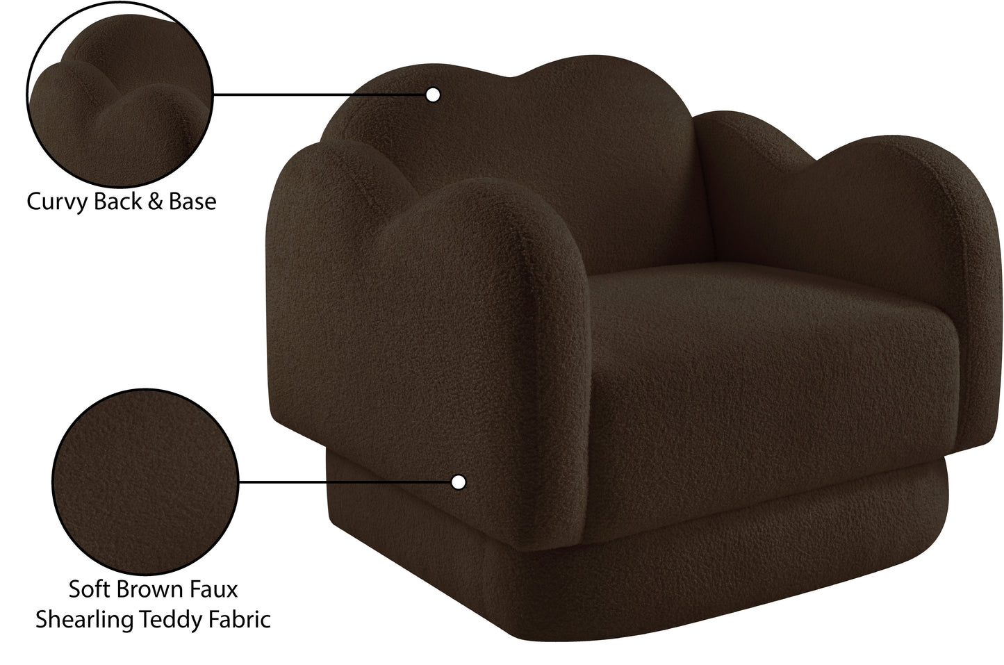 porsha brown teddy fabric chair