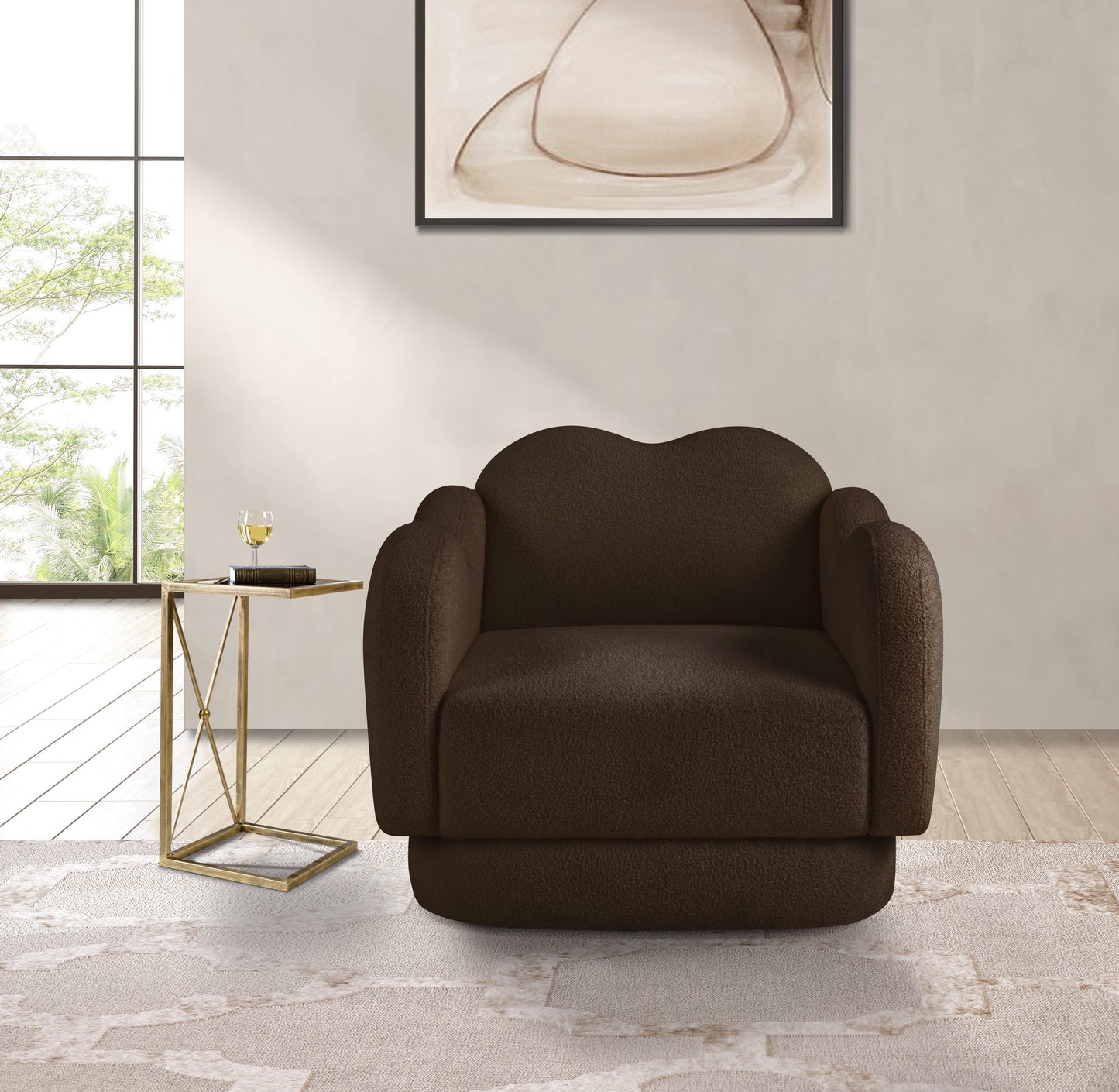 porsha brown teddy fabric chair