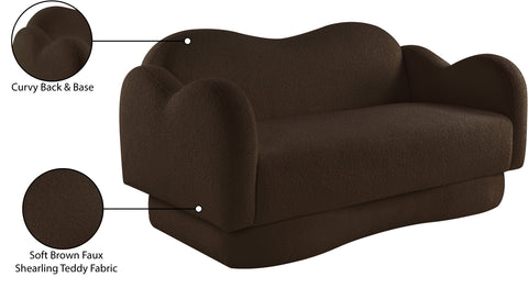 Porsha Brown Teddy Fabric Loveseat