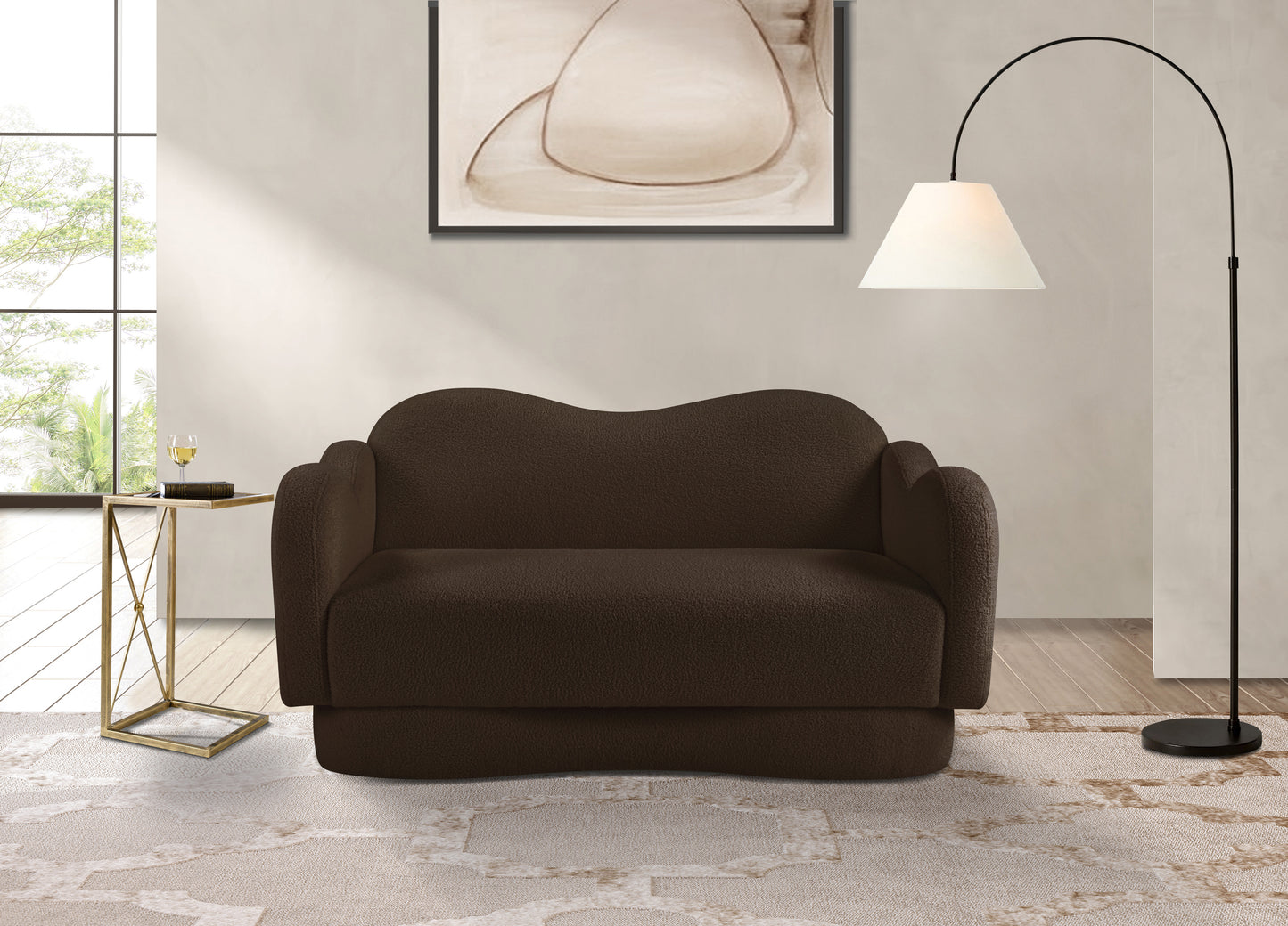 porsha brown teddy fabric loveseat