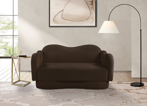 Porsha Brown Teddy Fabric Loveseat