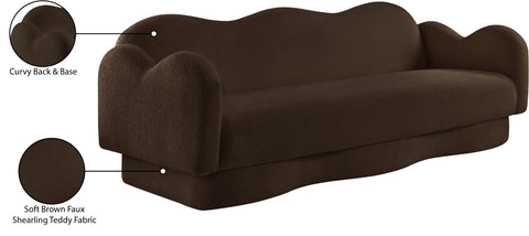 Celeste 82" Brown Teddy Fabric Upholstered Sofa, 1 Piece