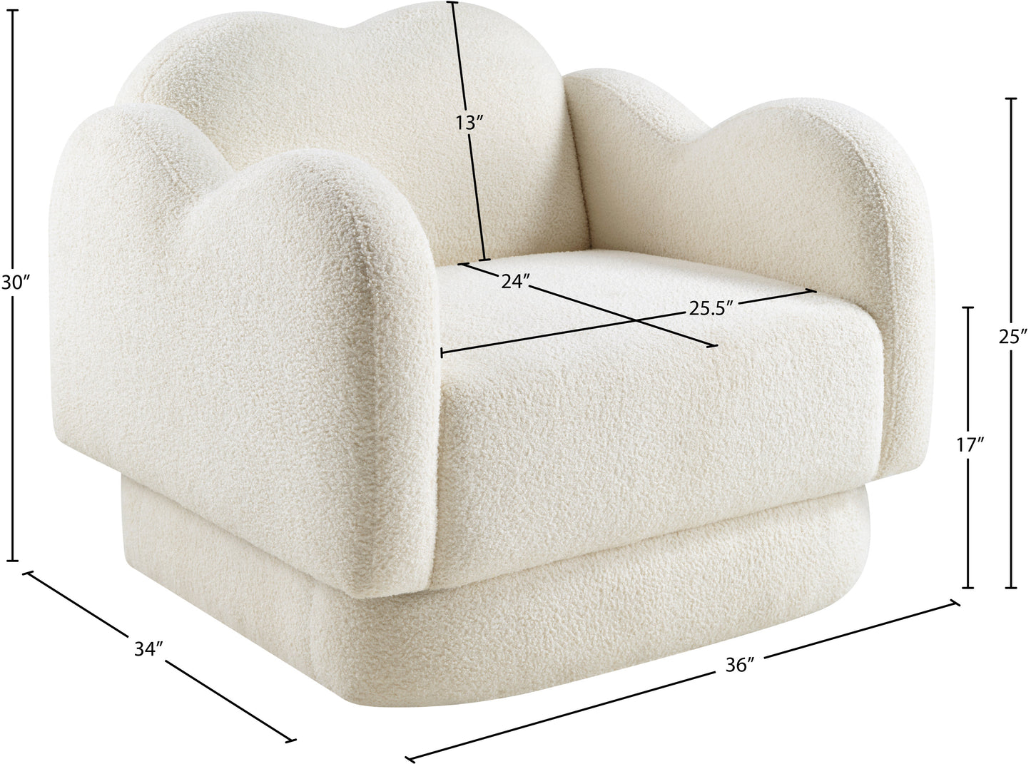 porsha cream teddy fabric chair