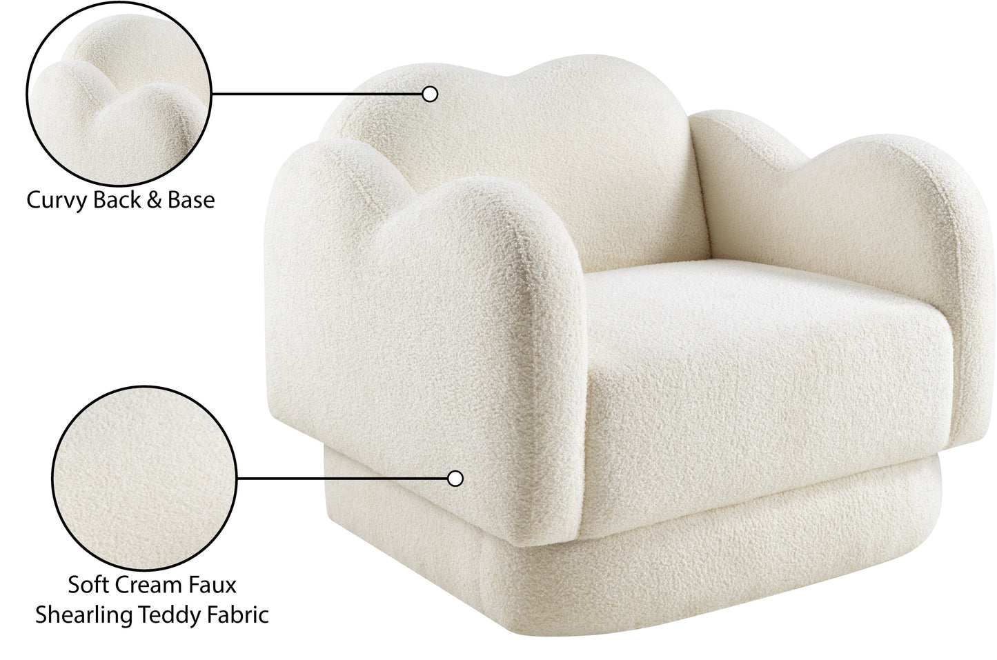 porsha cream teddy fabric chair