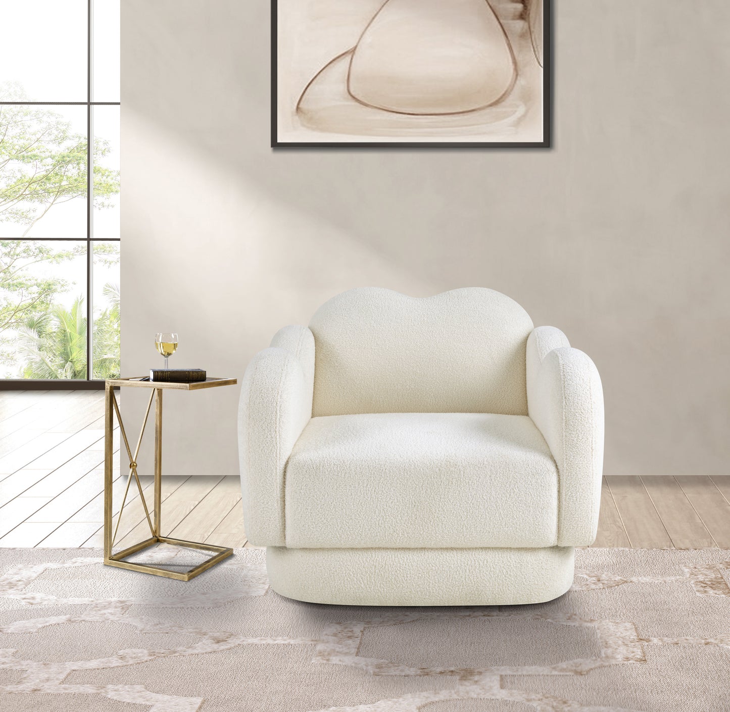 porsha cream teddy fabric chair