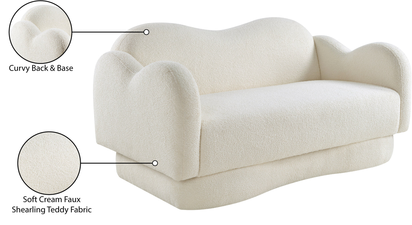 porsha cream teddy fabric loveseat