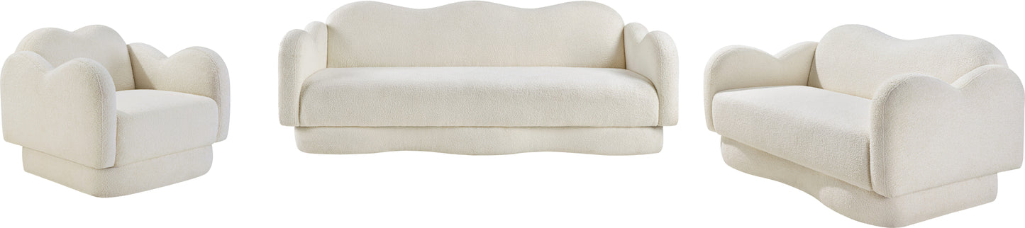 porsha cream teddy fabric loveseat