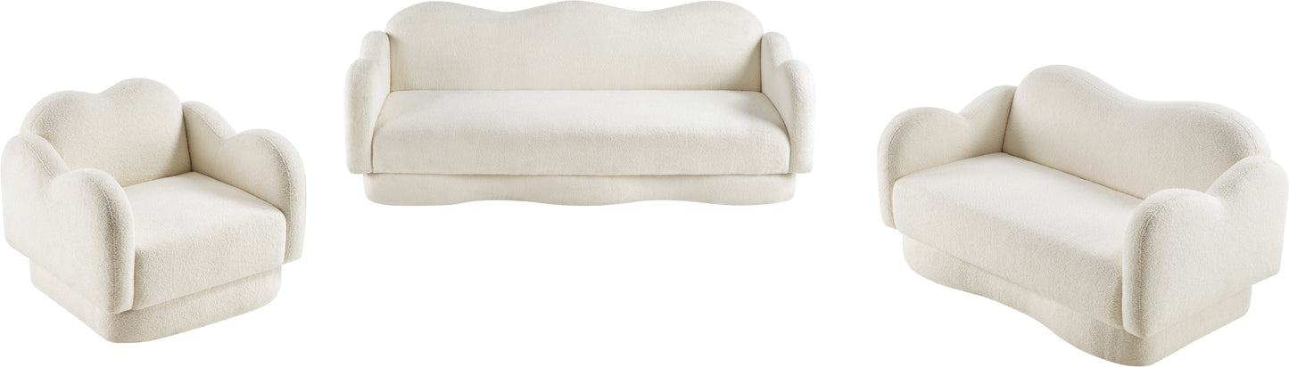 porsha cream teddy fabric loveseat