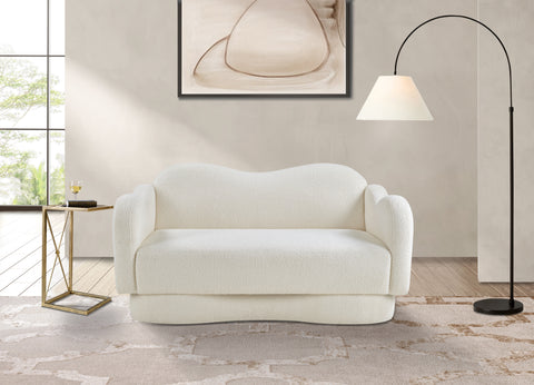 Porsha Cream Teddy Fabric Loveseat
