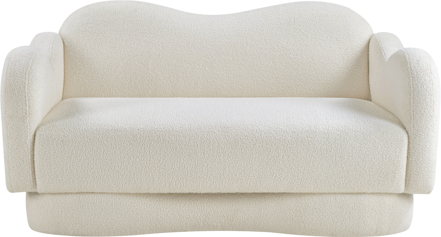 porsha cream teddy fabric loveseat