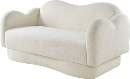 Porsha Cream Teddy Fabric Loveseat