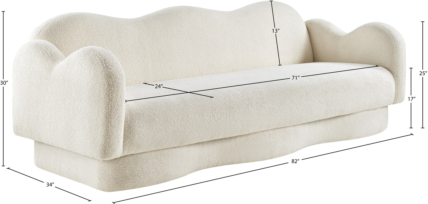 porsha cream teddy fabric sofa