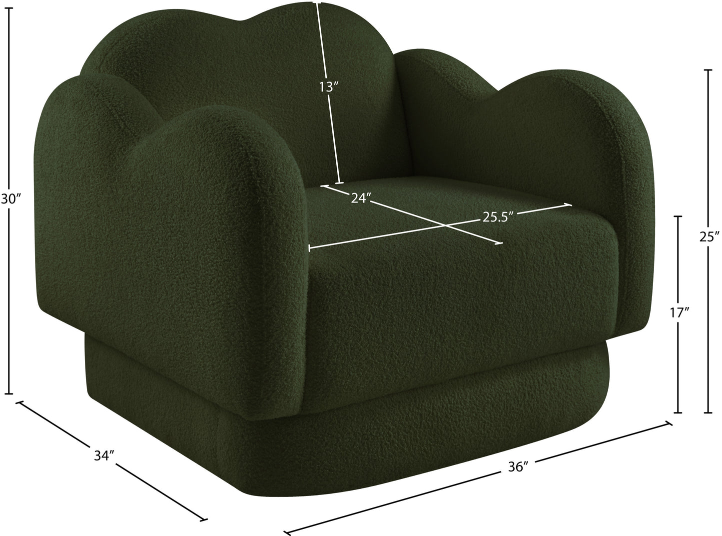 porsha green teddy fabric chair