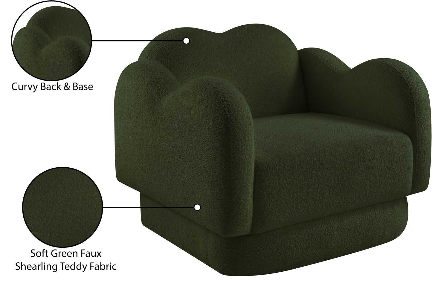 porsha green teddy fabric chair