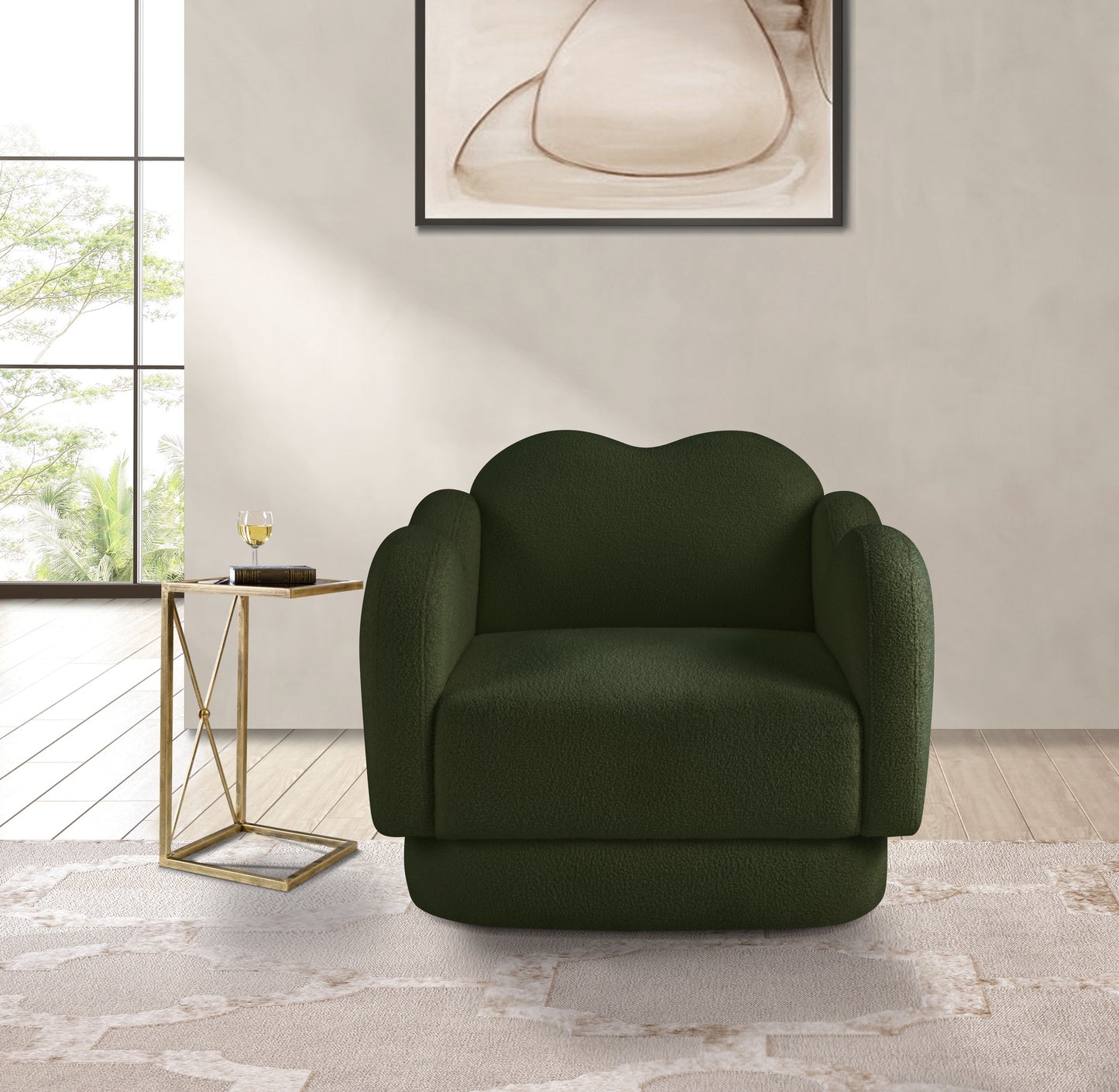 porsha green teddy fabric chair