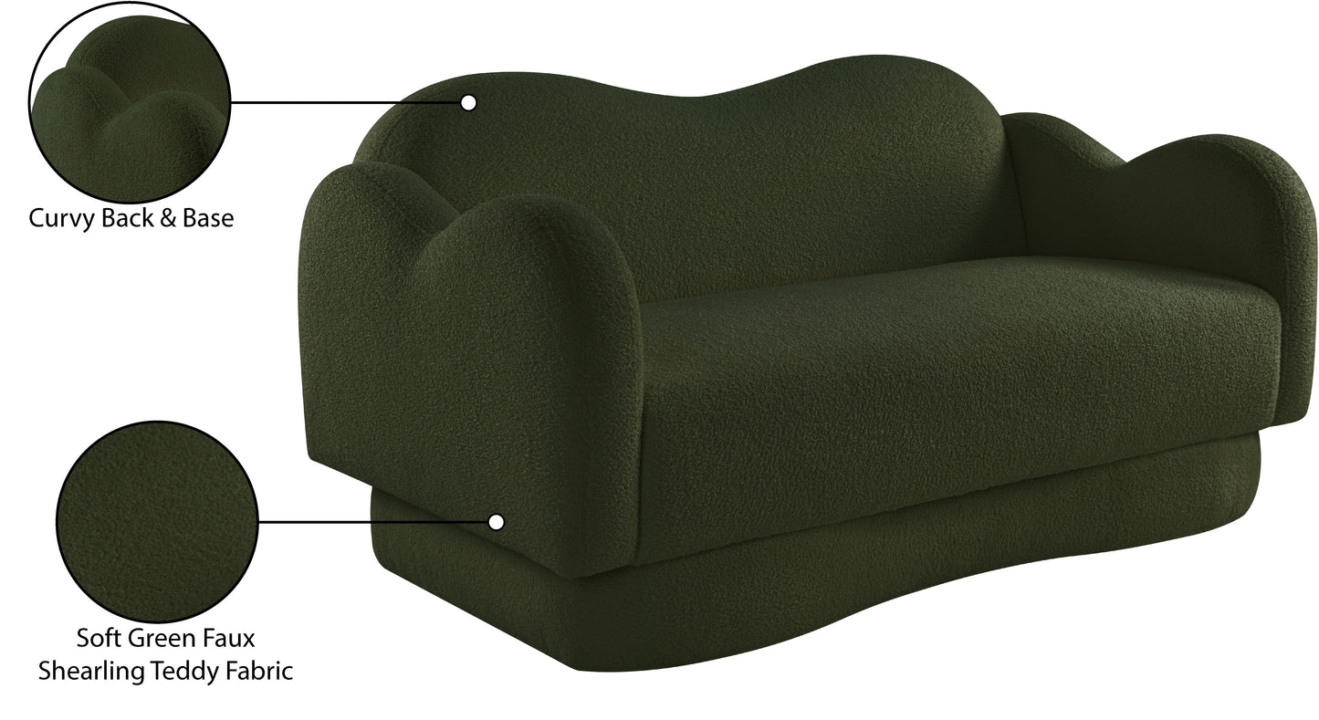 porsha green teddy fabric loveseat