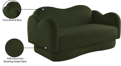 Porsha Green Teddy Fabric Loveseat