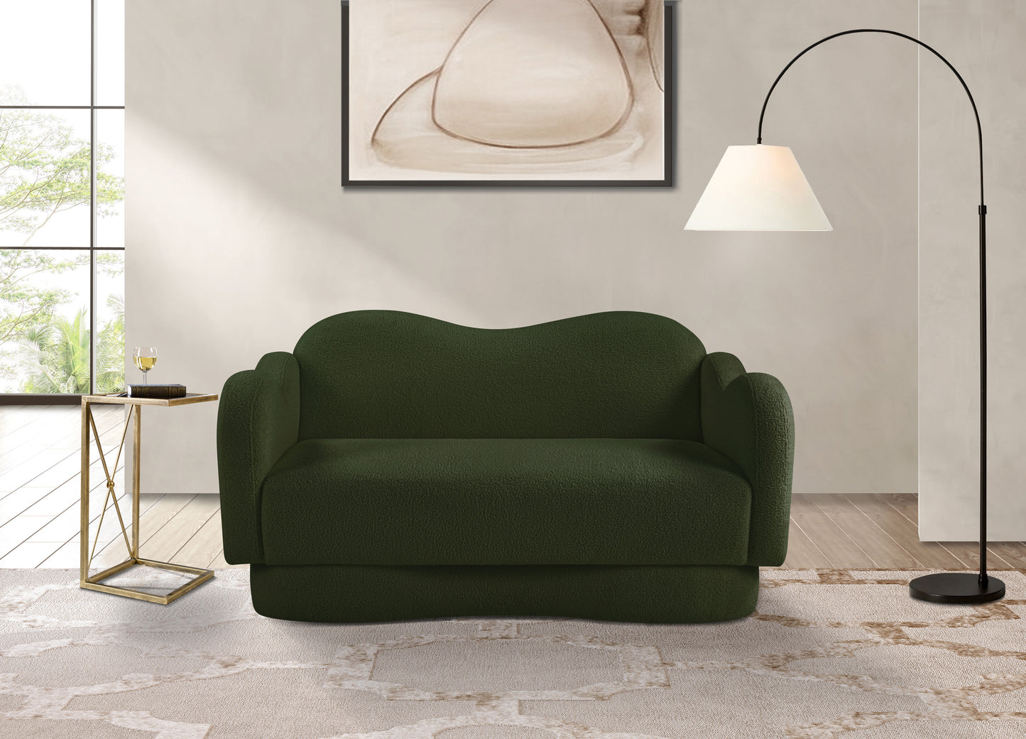 porsha green teddy fabric loveseat