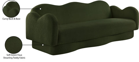 Celeste 82" Green Teddy Fabric Upholstered Sofa, 1 Piece