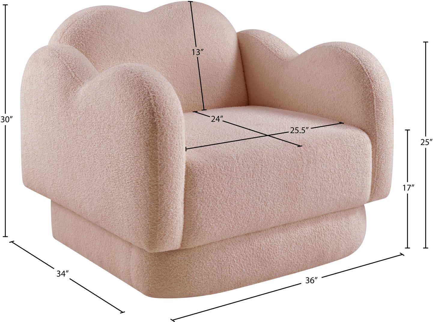 porsha pink teddy fabric chair