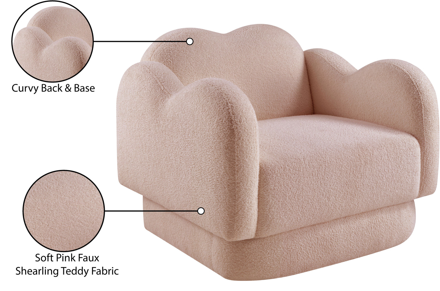 porsha pink teddy fabric chair