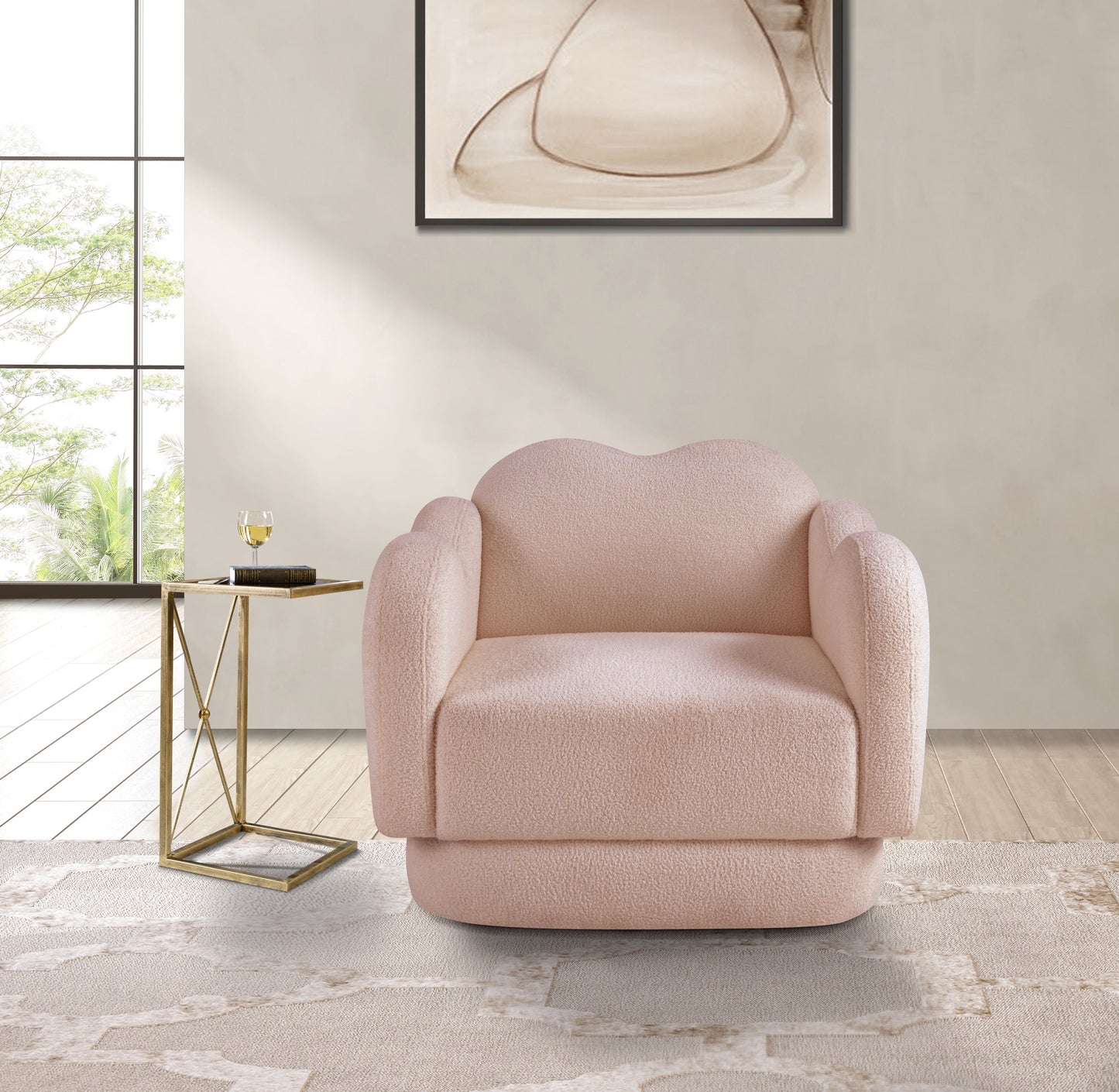 porsha pink teddy fabric chair