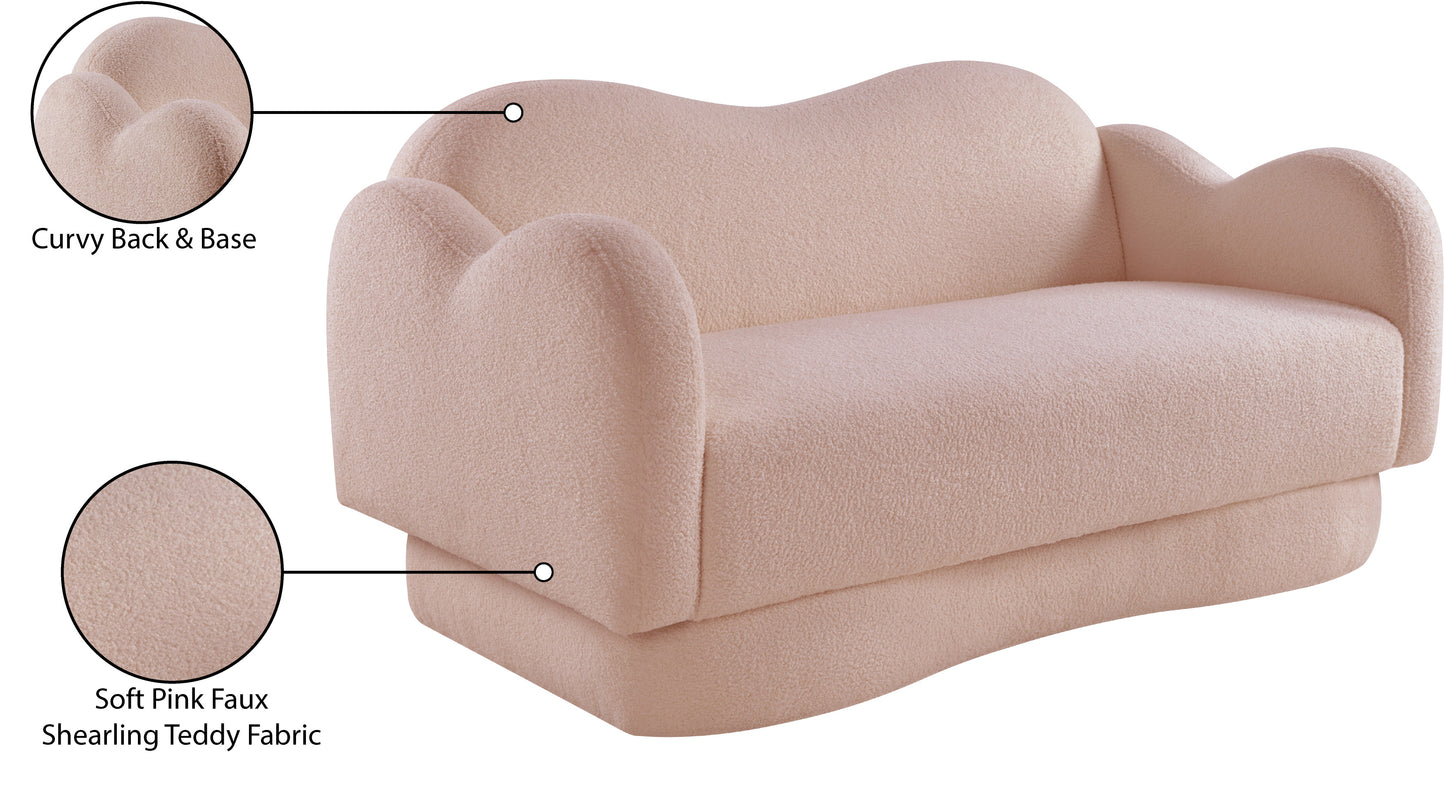 porsha pink teddy fabric loveseat