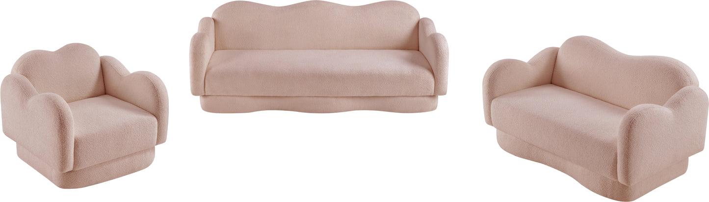 porsha pink teddy fabric loveseat