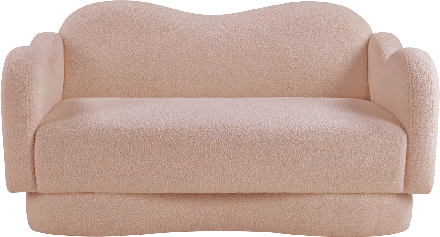 porsha pink teddy fabric loveseat