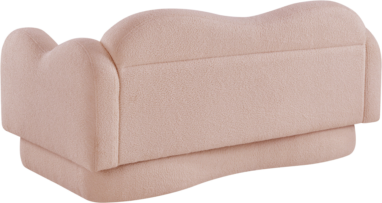 porsha pink teddy fabric loveseat