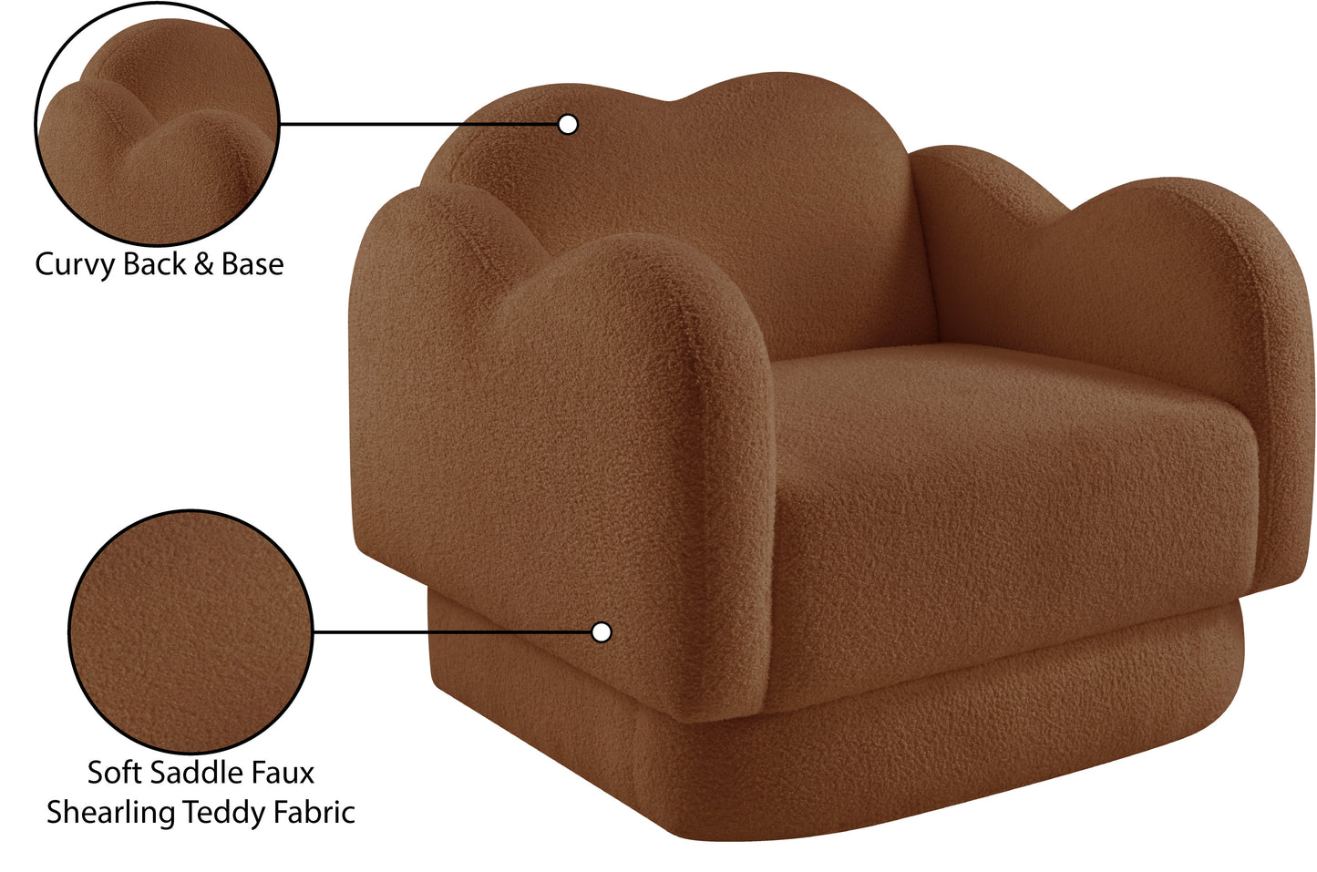 porsha saddle teddy fabric chair