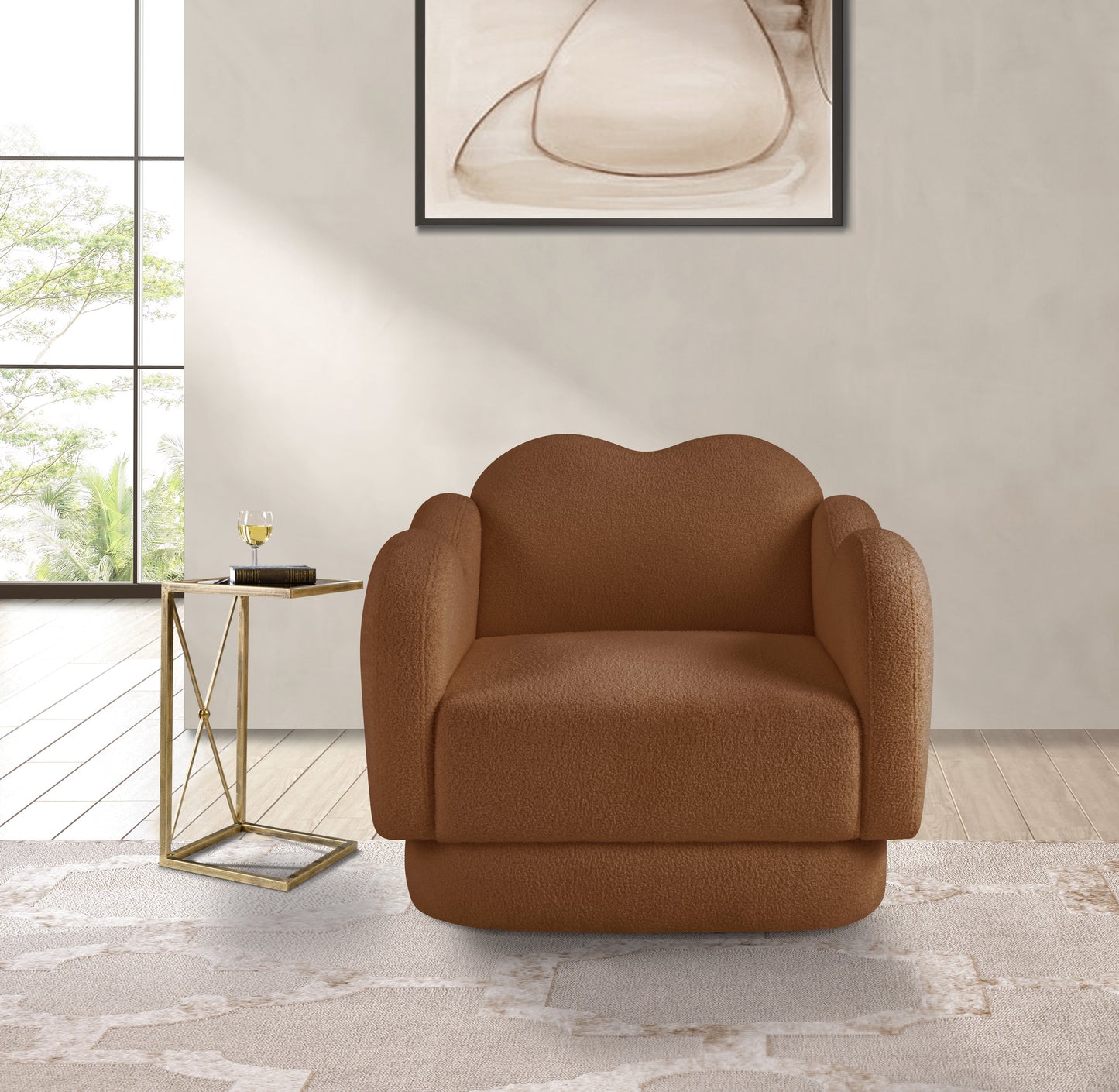 porsha saddle teddy fabric chair