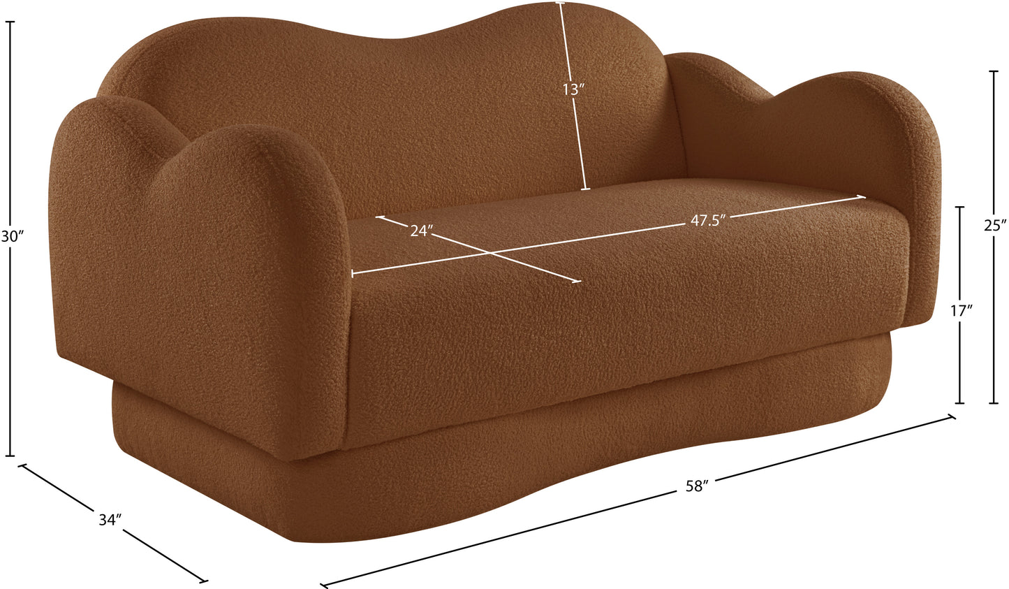 porsha saddle teddy fabric loveseat