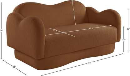 Porsha Saddle Teddy Fabric Loveseat